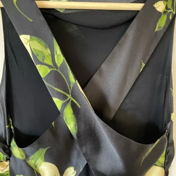 NEW Reformation Anaiis Silk Long Black Floral Backless Dress Mood for Love US 6 - Picture 12 of 16